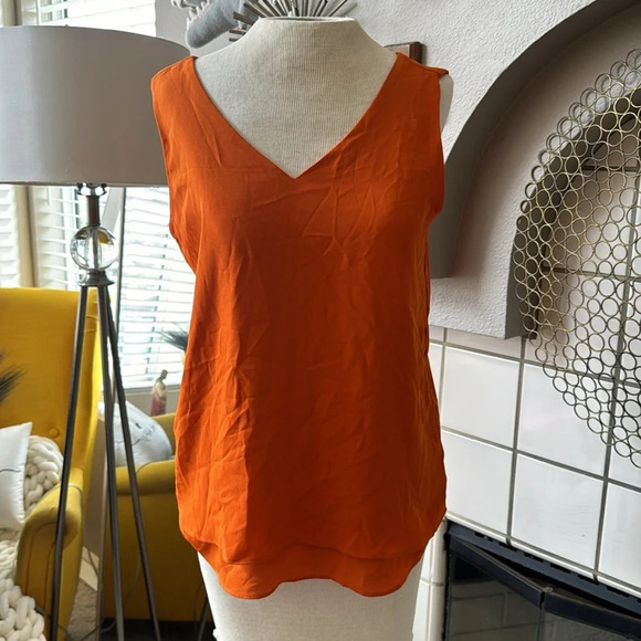 Ann Taylor Factory Tops - Orange Ann taylor factory xs tank top double hem flowy